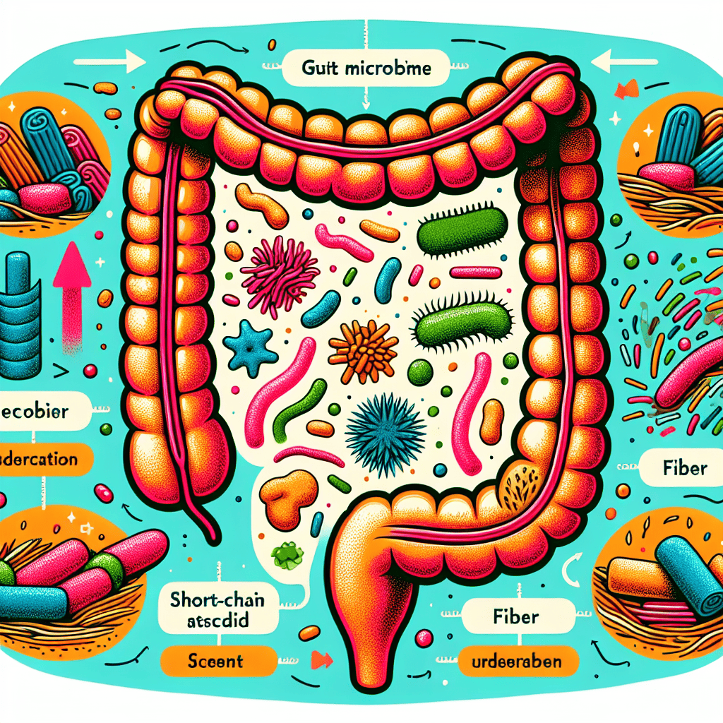 gut microbiome and prebiotic fiber illustration